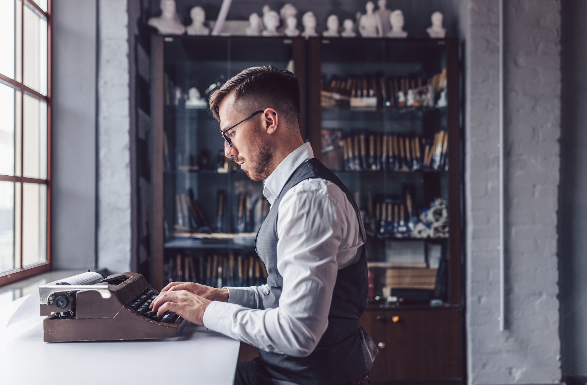 Typing author at work
